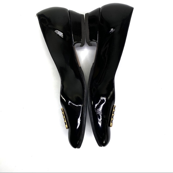 Bally Vintage Elaine Pumps Patent Leather Black Gold 7 - Picture 6 of 8